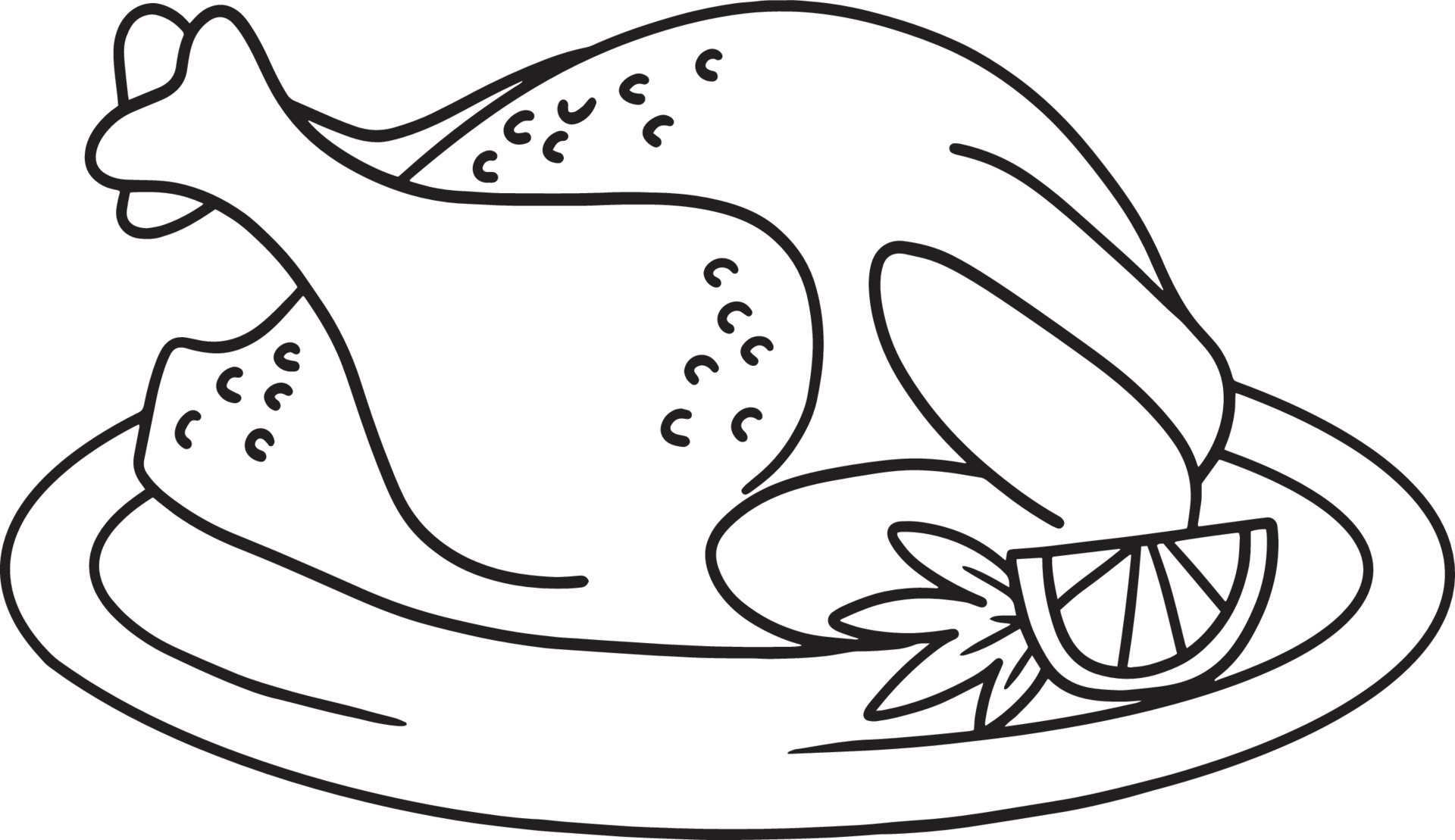 Thanksgiving Dinner Turkey Meal Isolated Coloring 8209140 Vector Art at