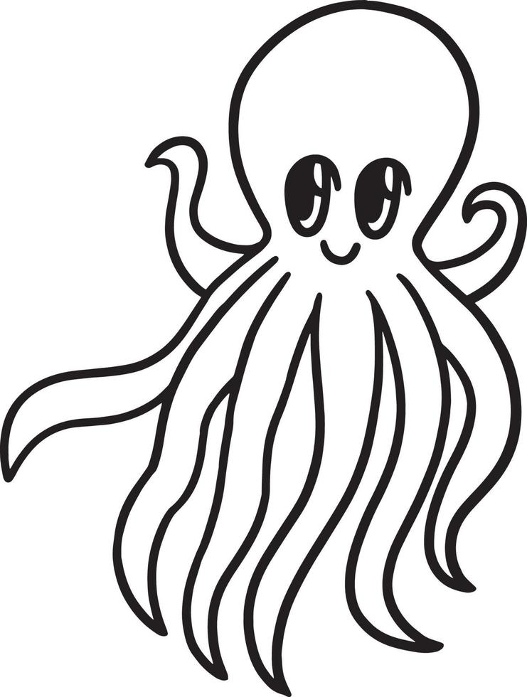 Octopus Isolated Coloring Page for Kids vector