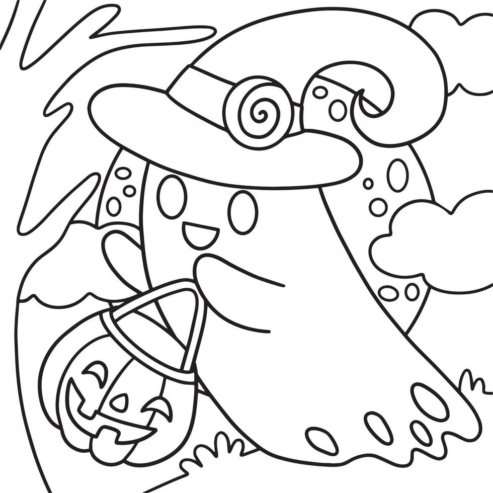 Ghost Halloween Coloring Page for Kids vector
