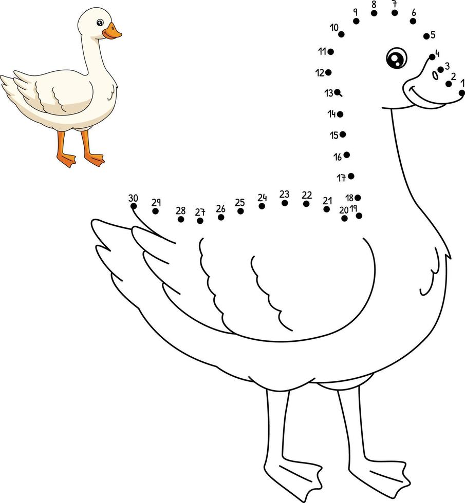 Dot to Dot Goose Coloring Page for Kids vector