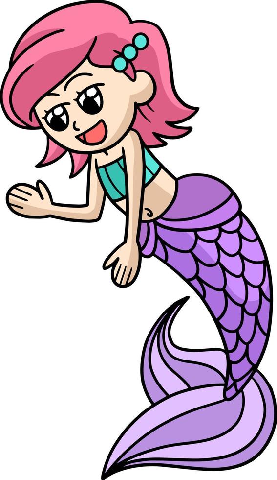 hermosa sirena dibujos animados color clipart vector