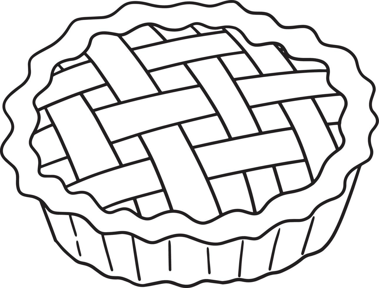 Thanksgiving Apple Pie Isolated Coloring Page vector