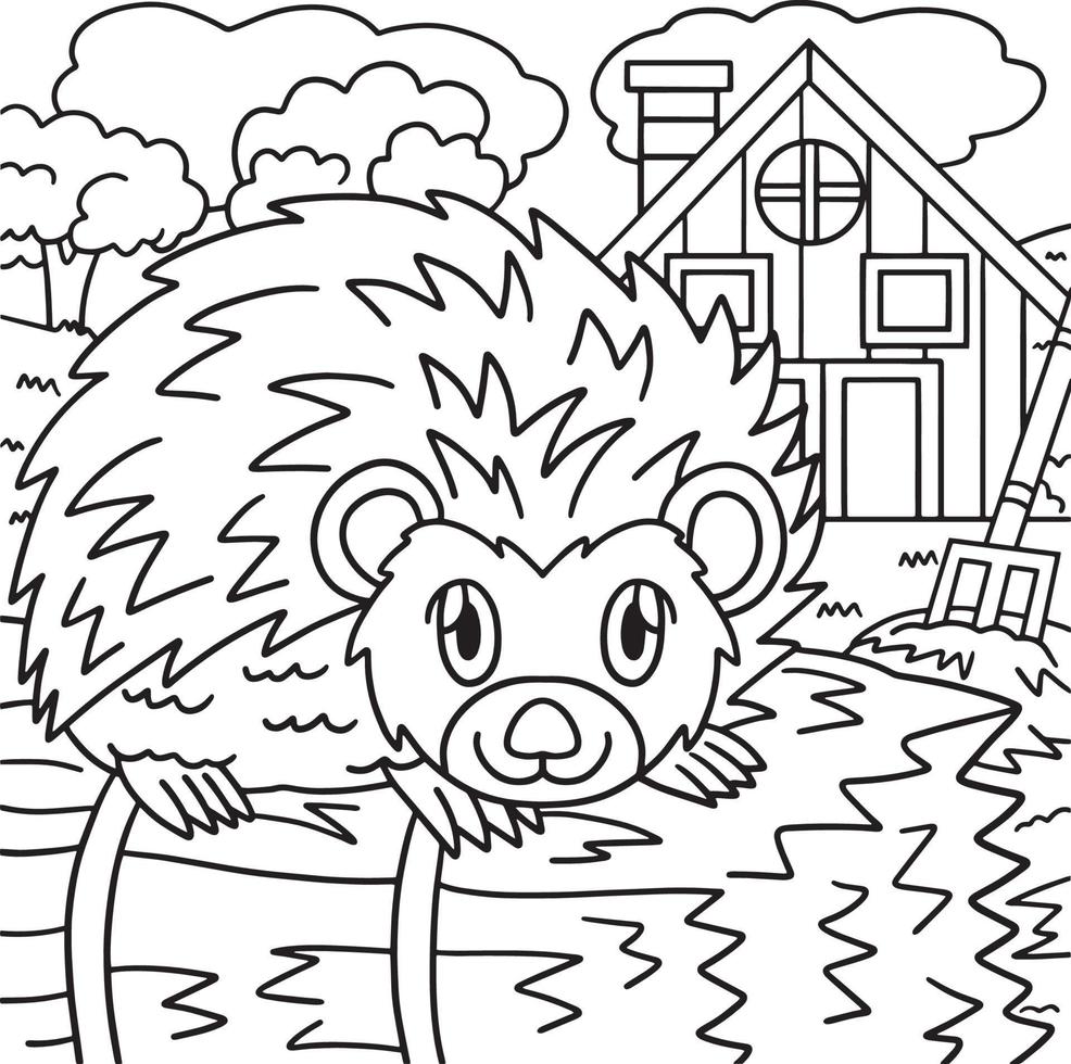 Hedgehog Coloring Page for Kids vector