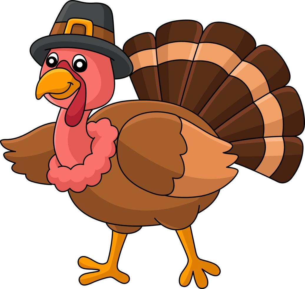 Thanksgiving Turkey Pilgrim Hat Cartoon Clipart vector