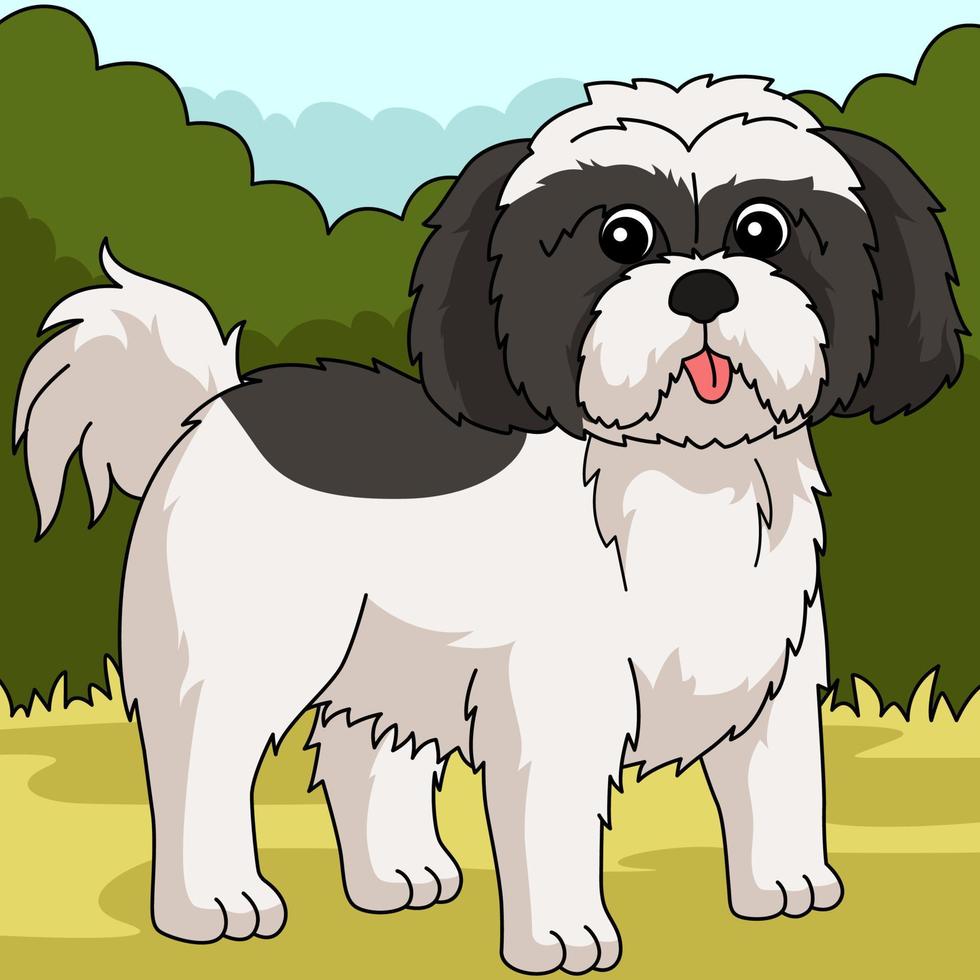 Shih Tzu Dog Colored Cartoon Illustration vector