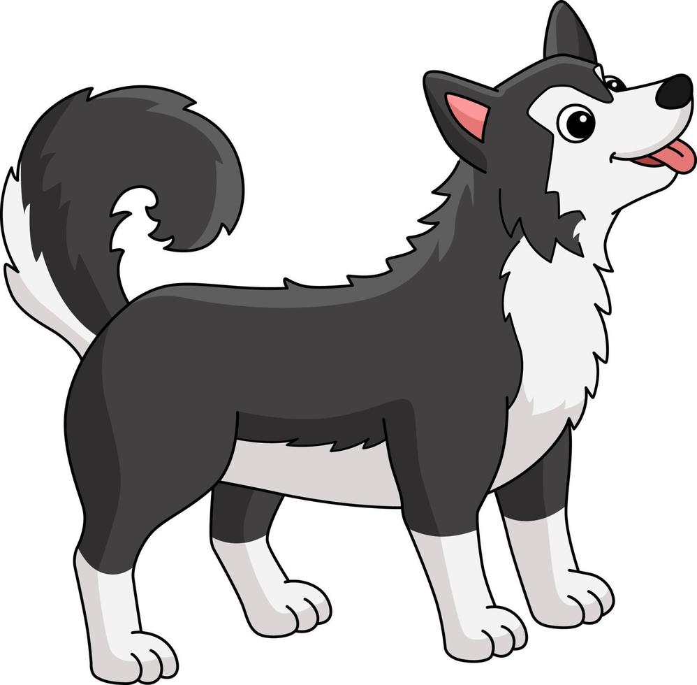 ilustración de imágenes prediseñadas de dibujos animados de perro husky siberiano vector