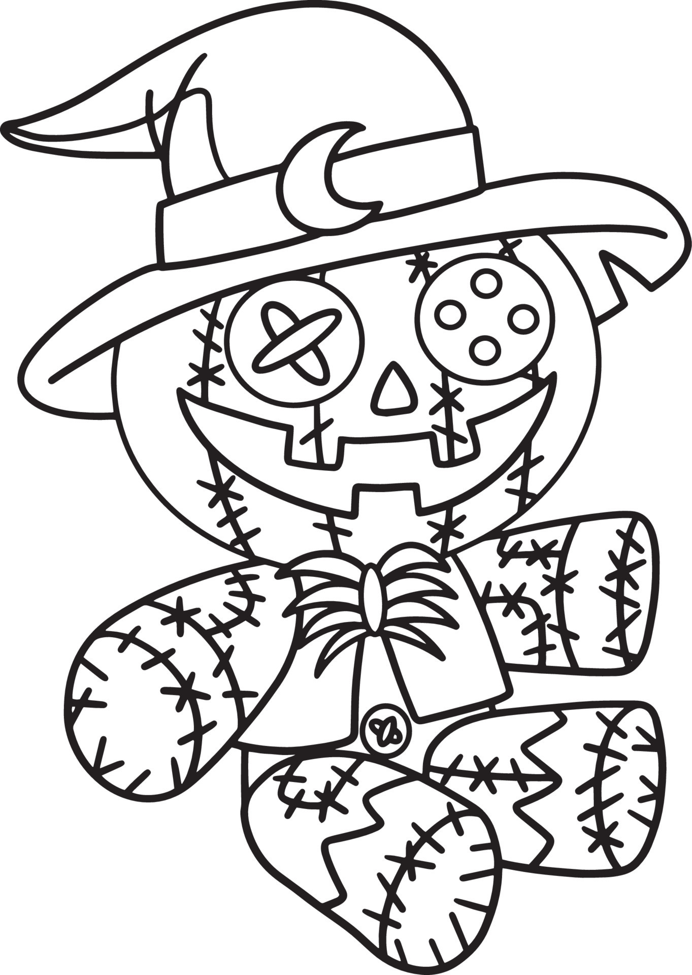 Scarecrow Halloween Isolated Coloring Page 8209223 Vector Art at Vecteezy