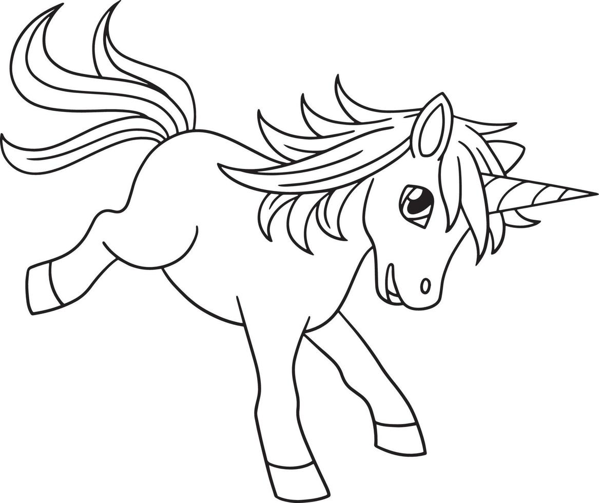Falling Unicorn Isolated Coloring Page for Kids vector