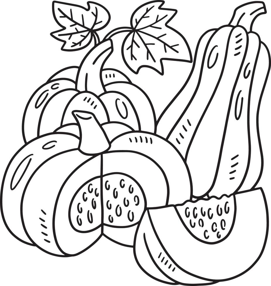 Thanksgiving Pumpkin Isolated Coloring Page vector