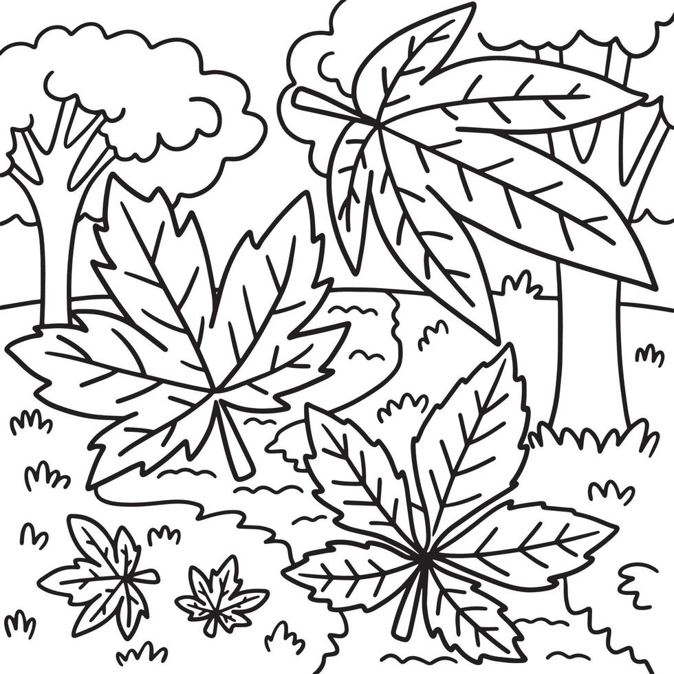 Thanksgiving Autumn Leaves Coloring Page for Kids vector
