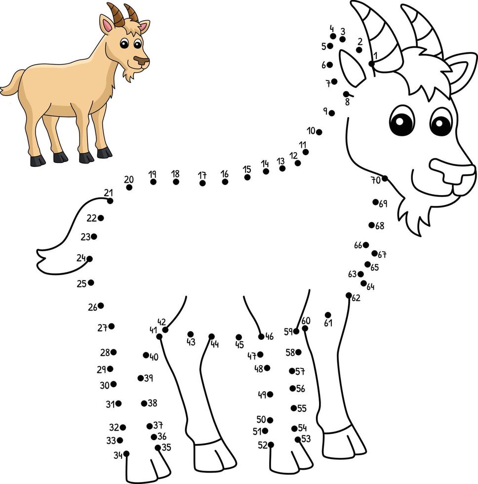 Dot to Dot Goat Coloring Page for Kids vector