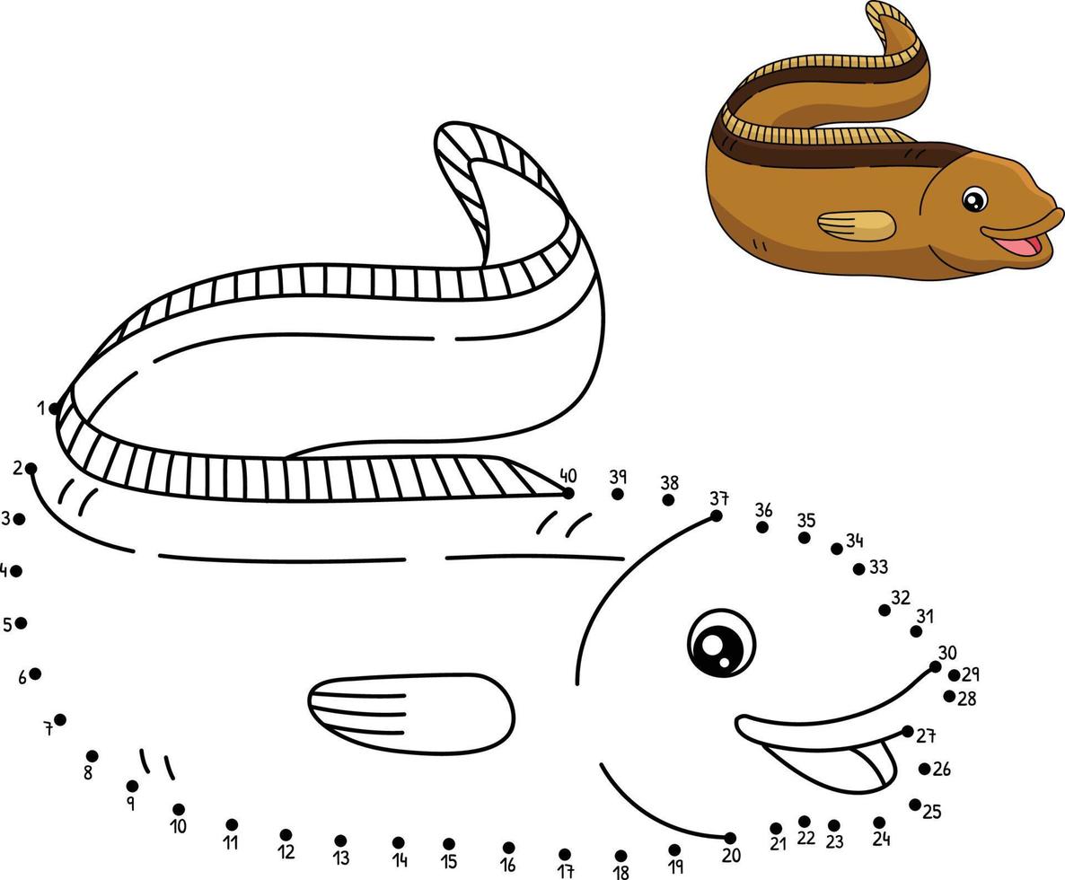 Dot to Dot Eel Coloring Page for Kids vector