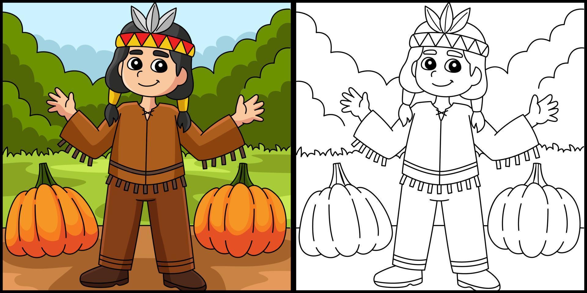 Thanksgiving Native American Boy Illustration vector