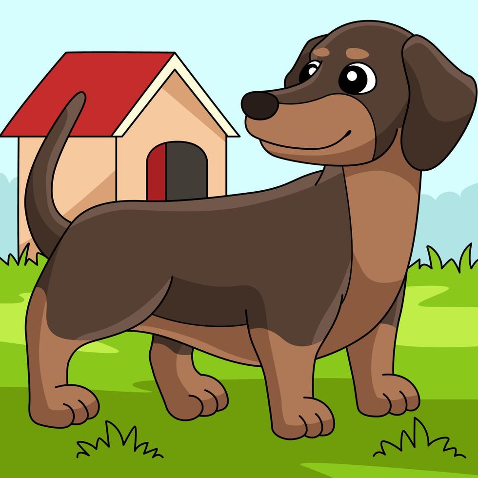 ilustración de dibujos animados de color de perro salchicha 8209269 Vector  en Vecteezy