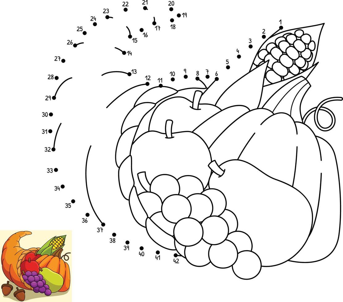 Dot to Dot Cornucopia Thanksgiving vector