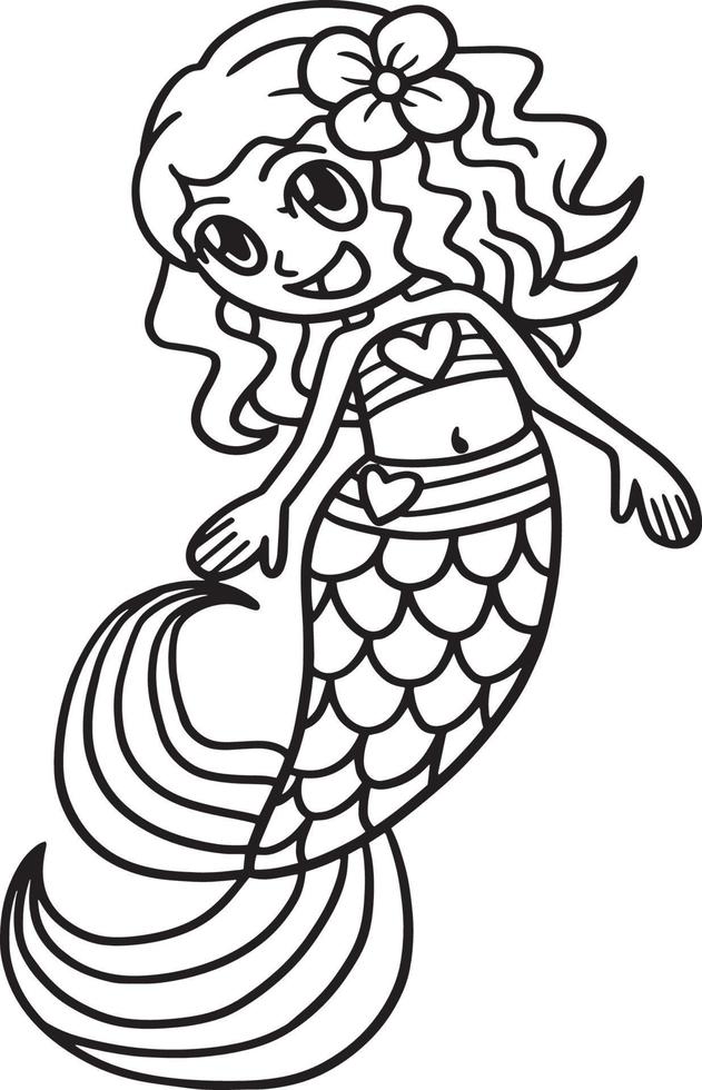 Dancing Mermaid Isolated Coloring Page for Kids vector
