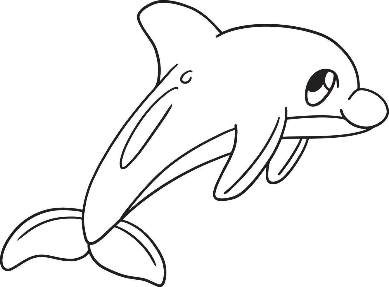 Dolphin Isolated Coloring Page for Kids vector