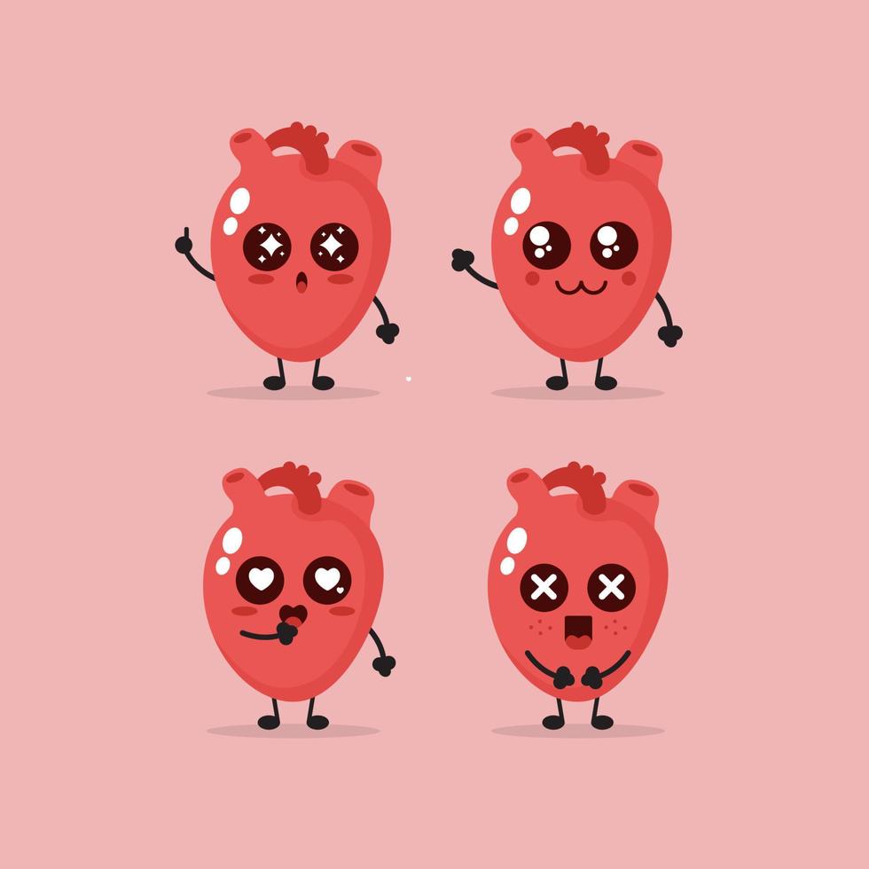 vector de ilustración de corazón de dibujos animados de paquete conjunto