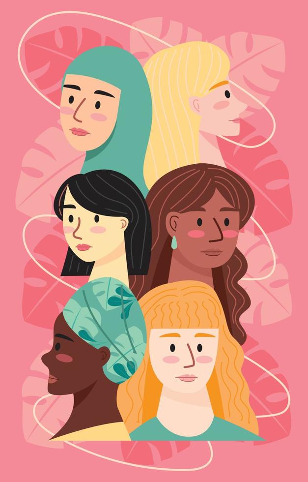 unidad de mujer multirracial vector