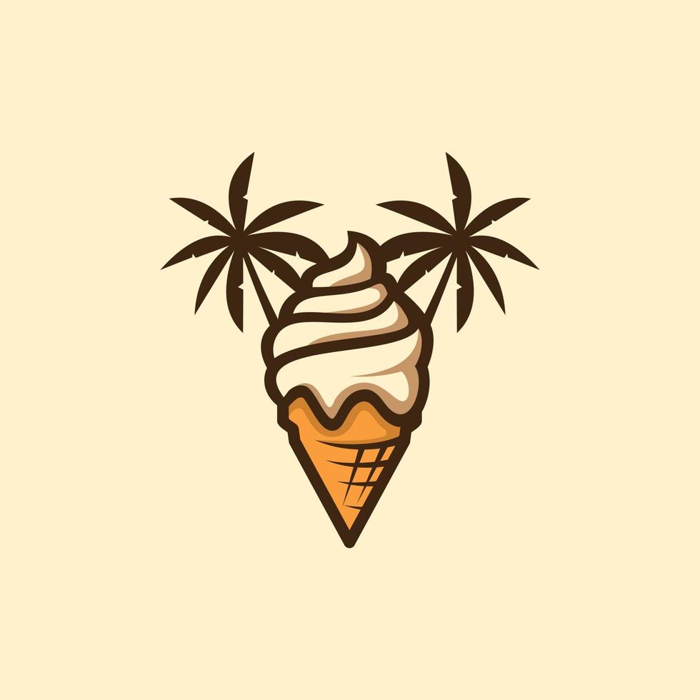 Ice Cream With Palm Trees Illustration. vector