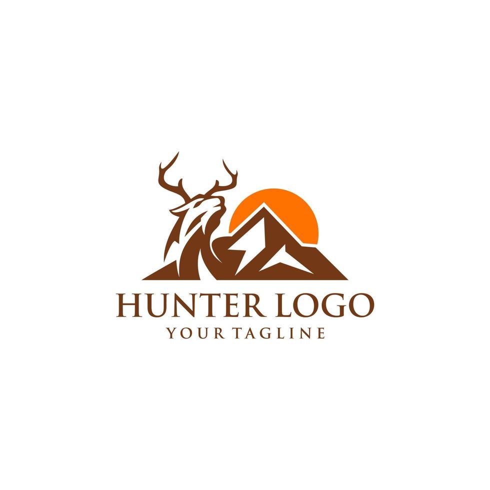 plantilla de vector de diseño de logotipo de cazador al aire libre