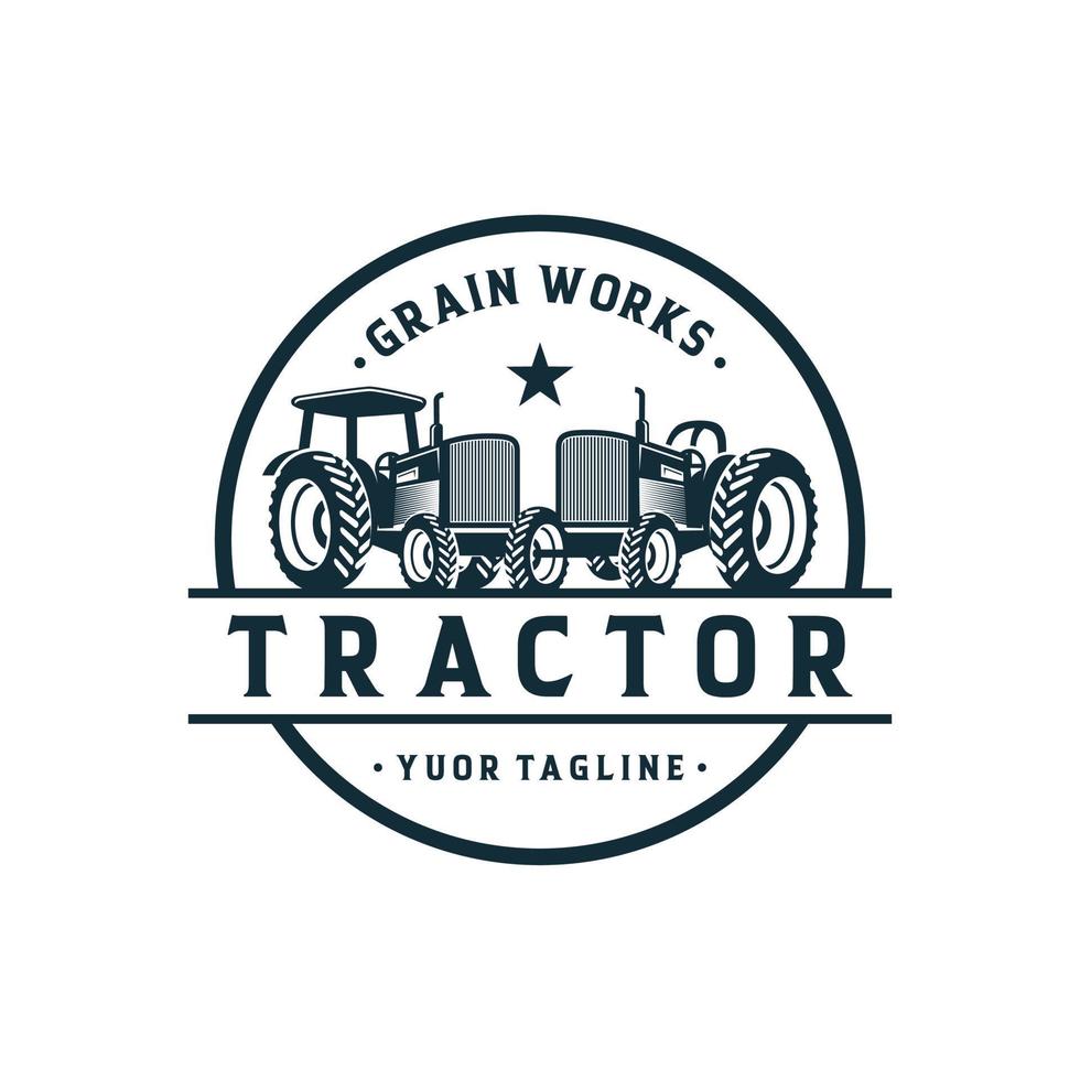 plantilla de vector de logotipo de granja de tractor