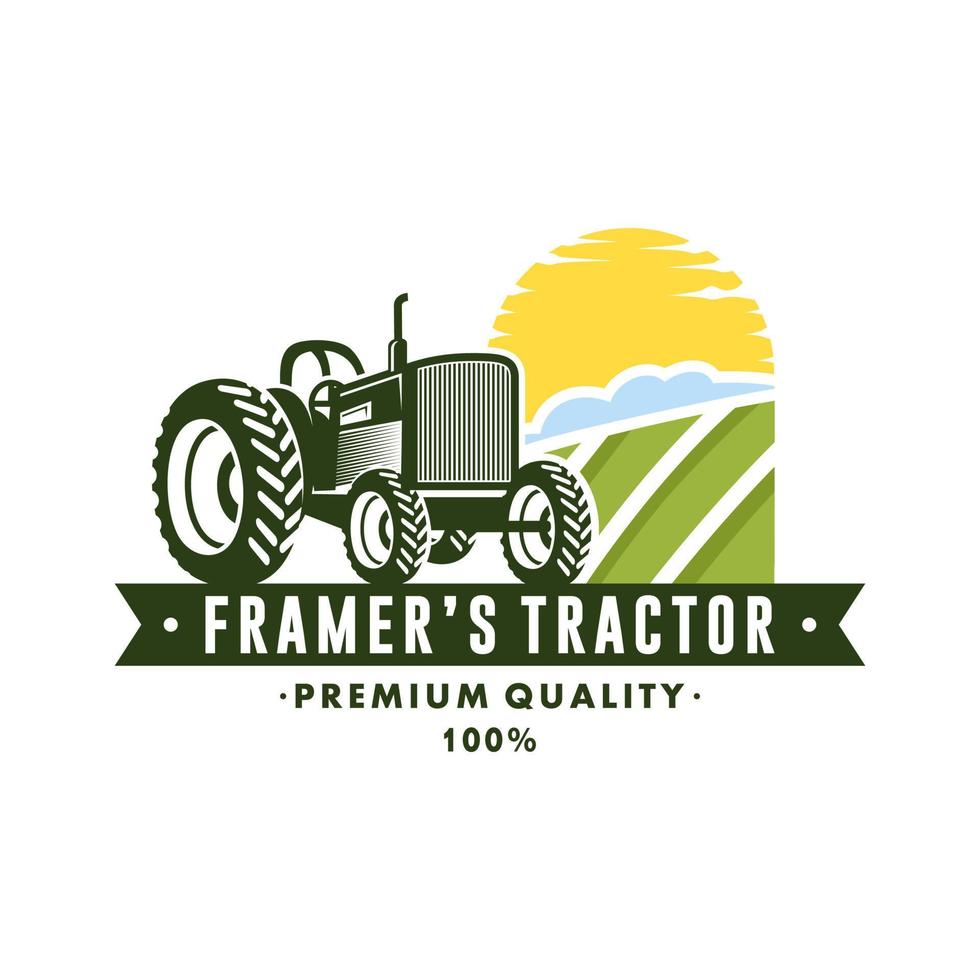 plantilla de vector de logotipo de granja de tractor