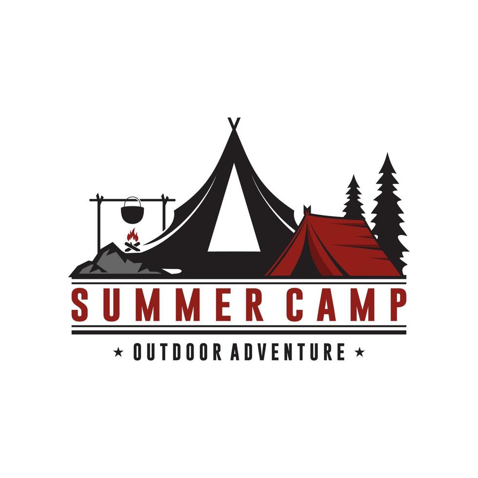 plantilla de logotipo de campamento de verano vintage vector