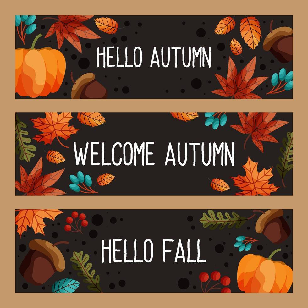 conjunto de banner floral de otoño vector