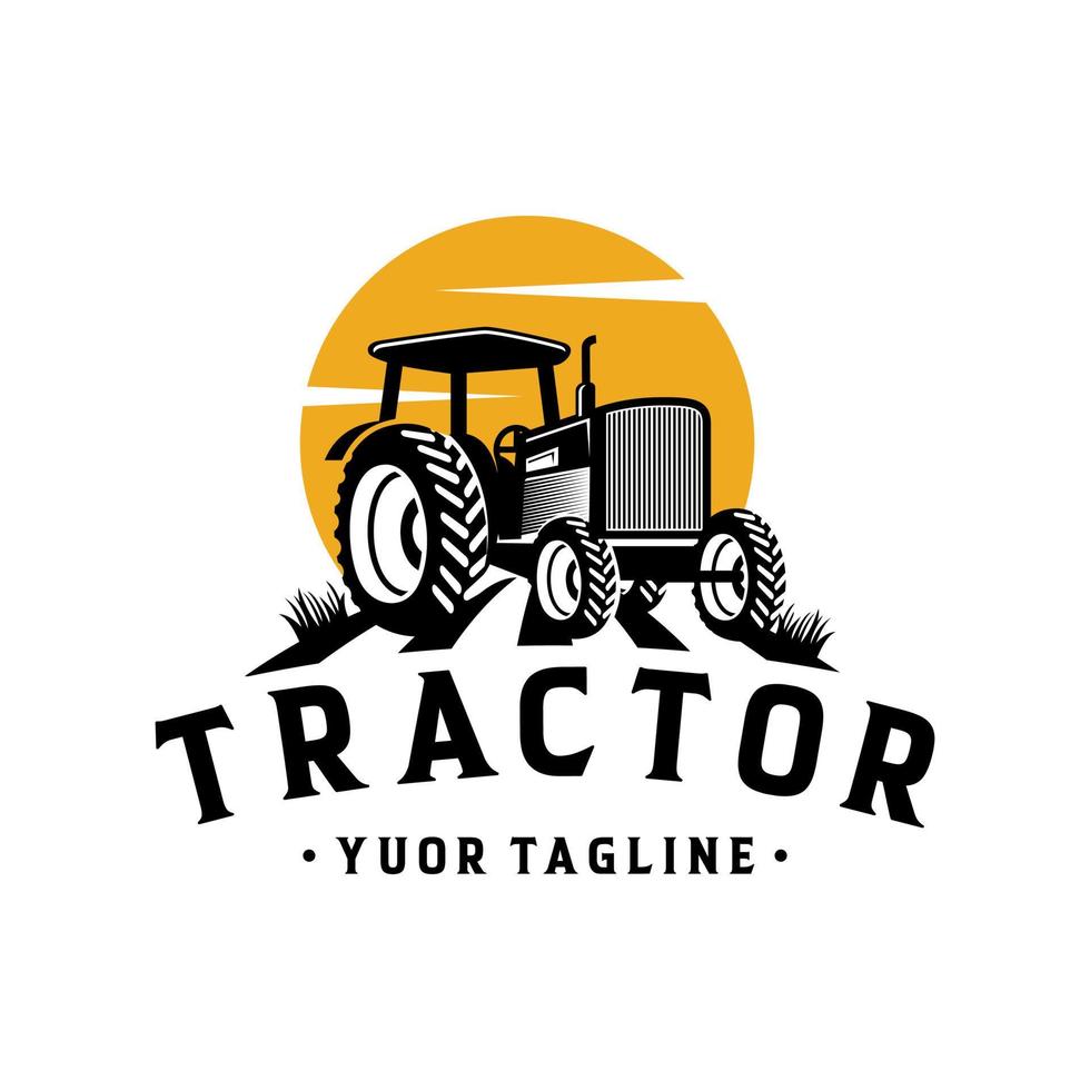 plantilla de vector de logotipo de granja de tractor