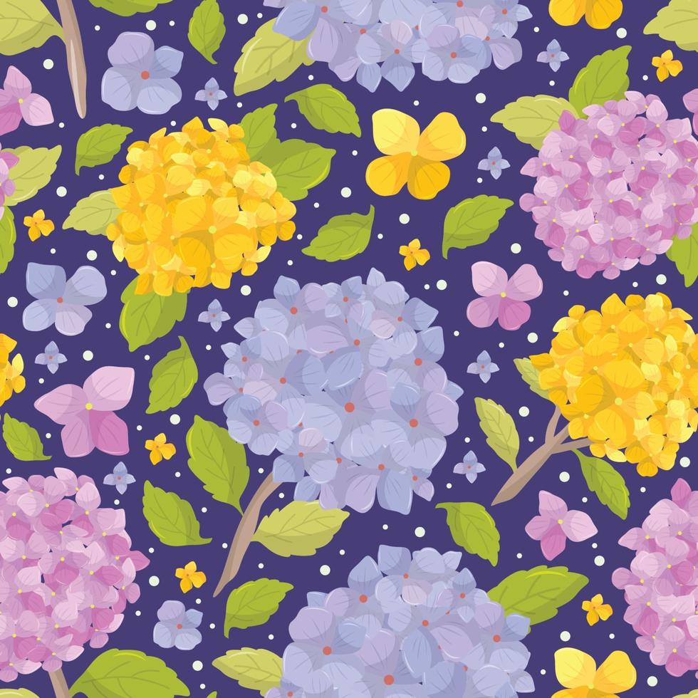 Hydrangea FLoral Colorful Seamless Pattern Background vector