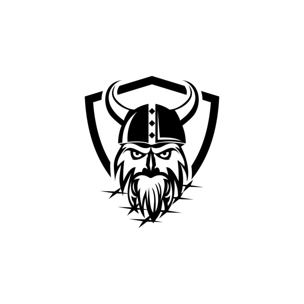 Viking warrior logo design vector illustration
