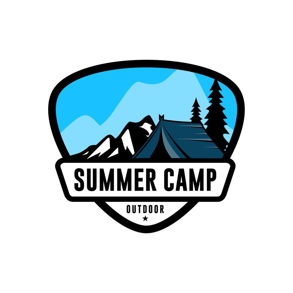 plantilla de logotipo de campamento de verano vintage vector