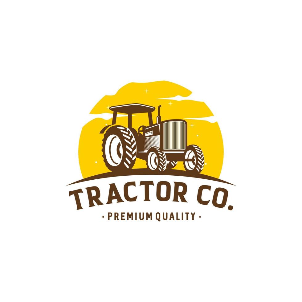 plantilla de vector de logotipo de granja de tractor