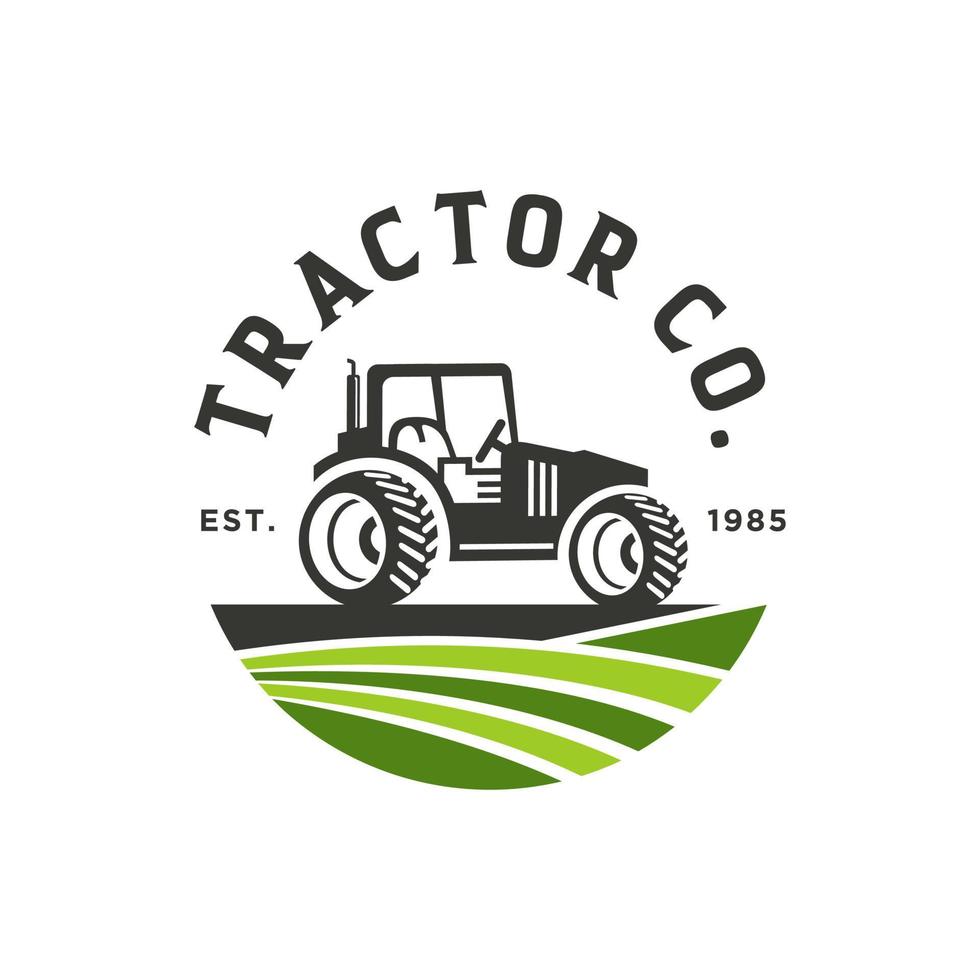 plantilla de vector de logotipo de granja de tractor