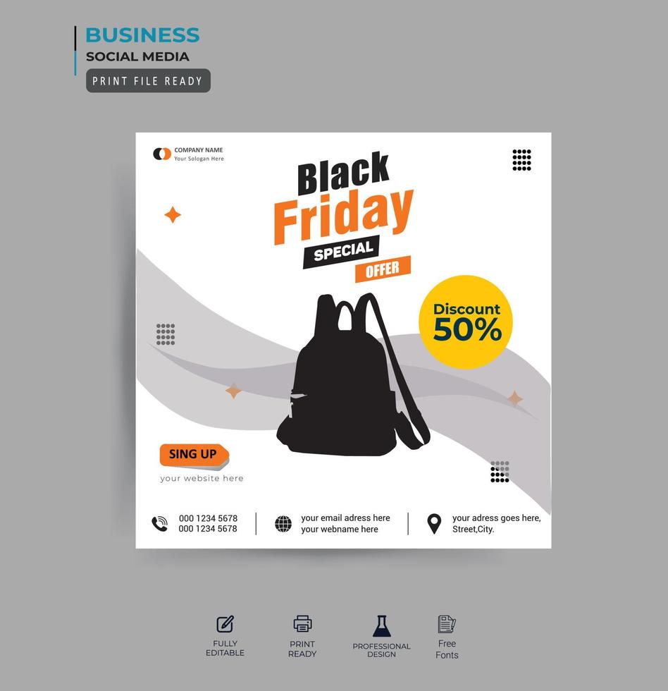 Black Friday sale social media banner templates Free Vector