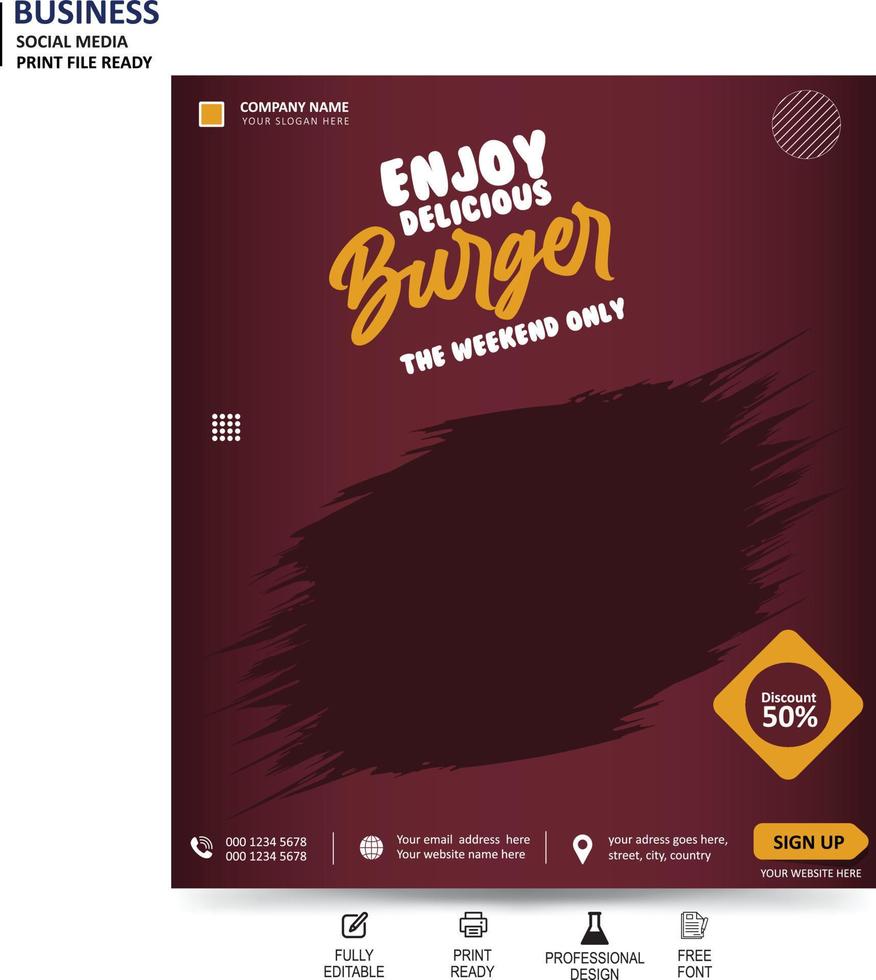 Special Burger social media banner template Free Vector