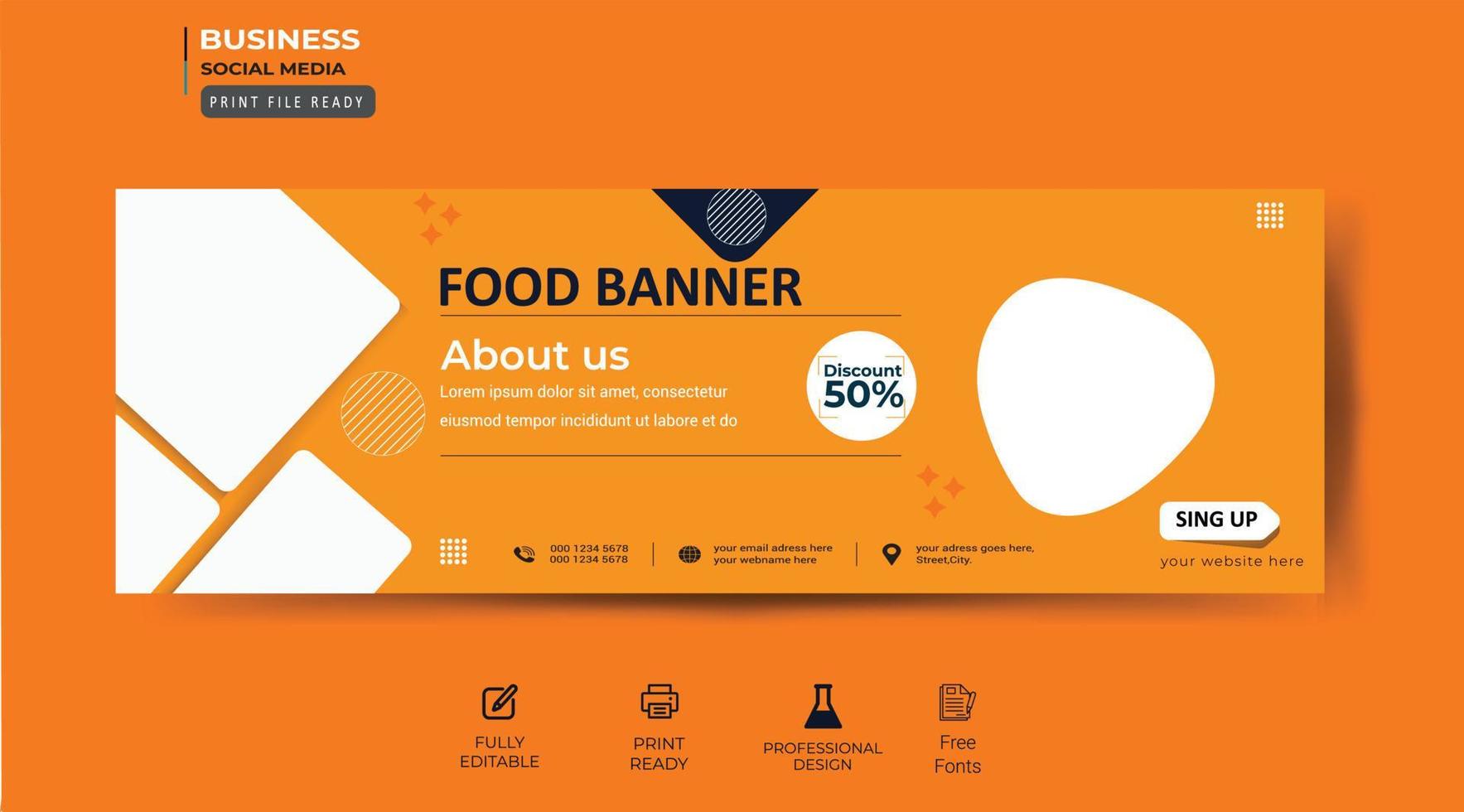 vector libre de diseño de banner de comida de redes sociales