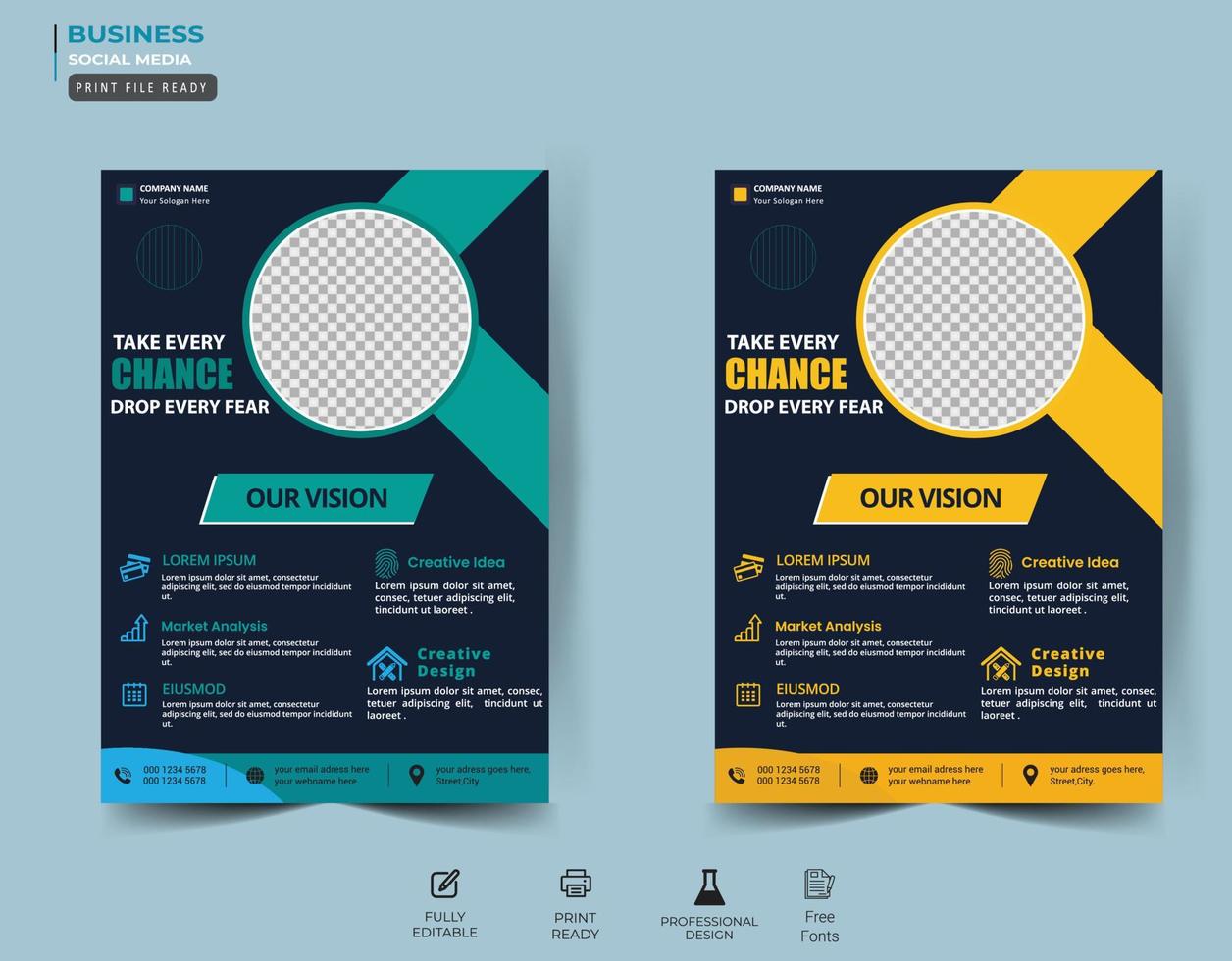 Creative digital marketing agency flyer template or Corporate business flyer template design Pro Vector