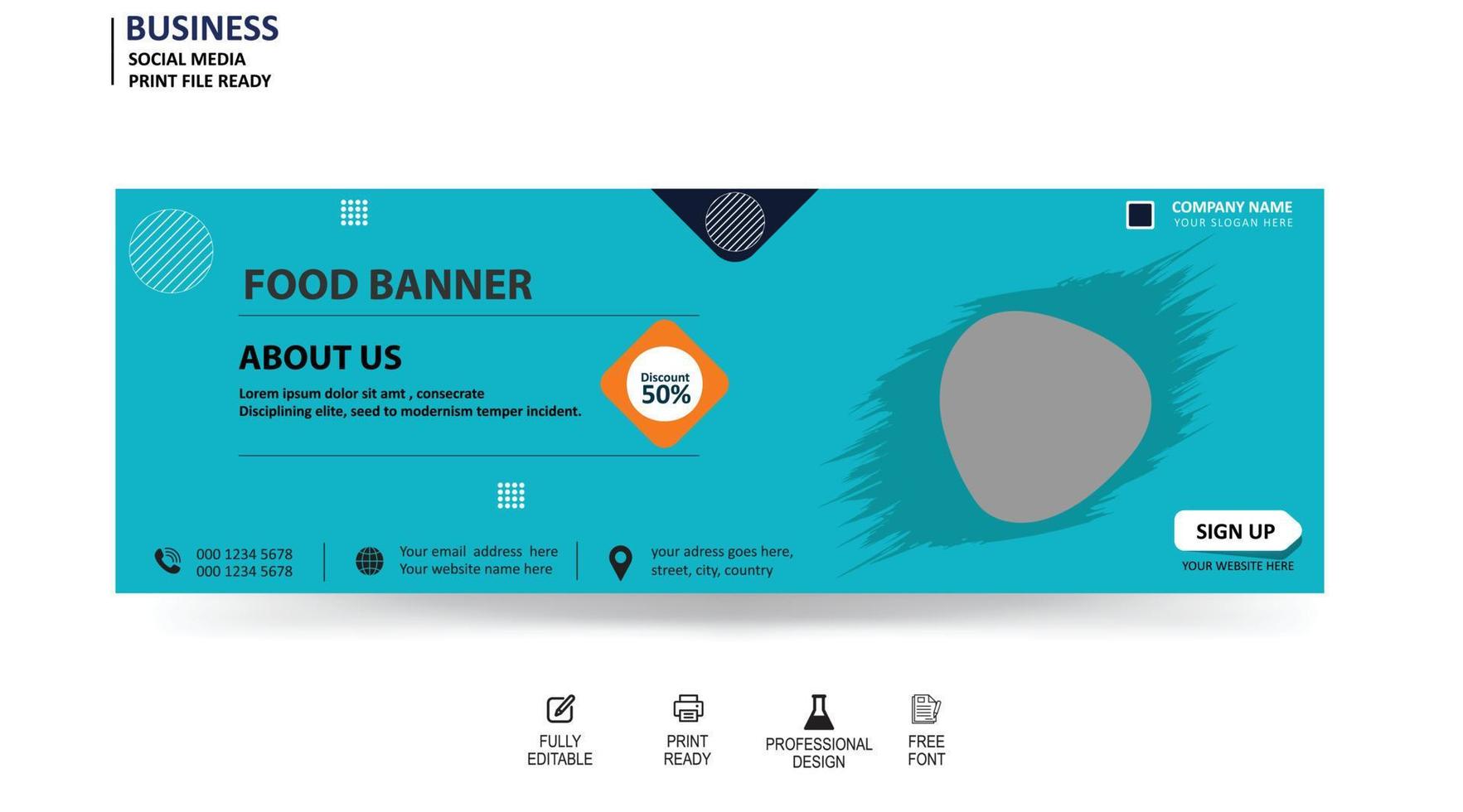 Flat design of food Banner Free Vector
