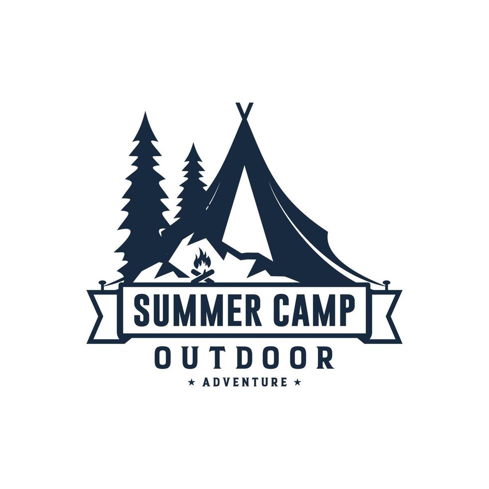 Vintage Summer Camp Logo Template vector