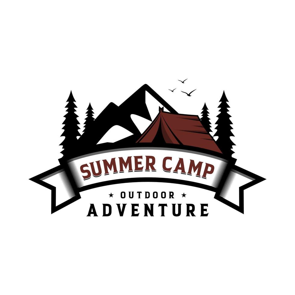 plantilla de logotipo de campamento de verano vintage vector