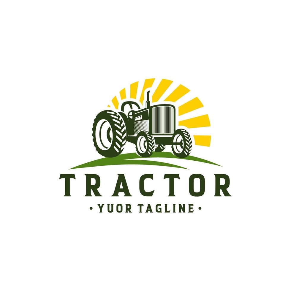 plantilla de vector de logotipo de granja de tractor