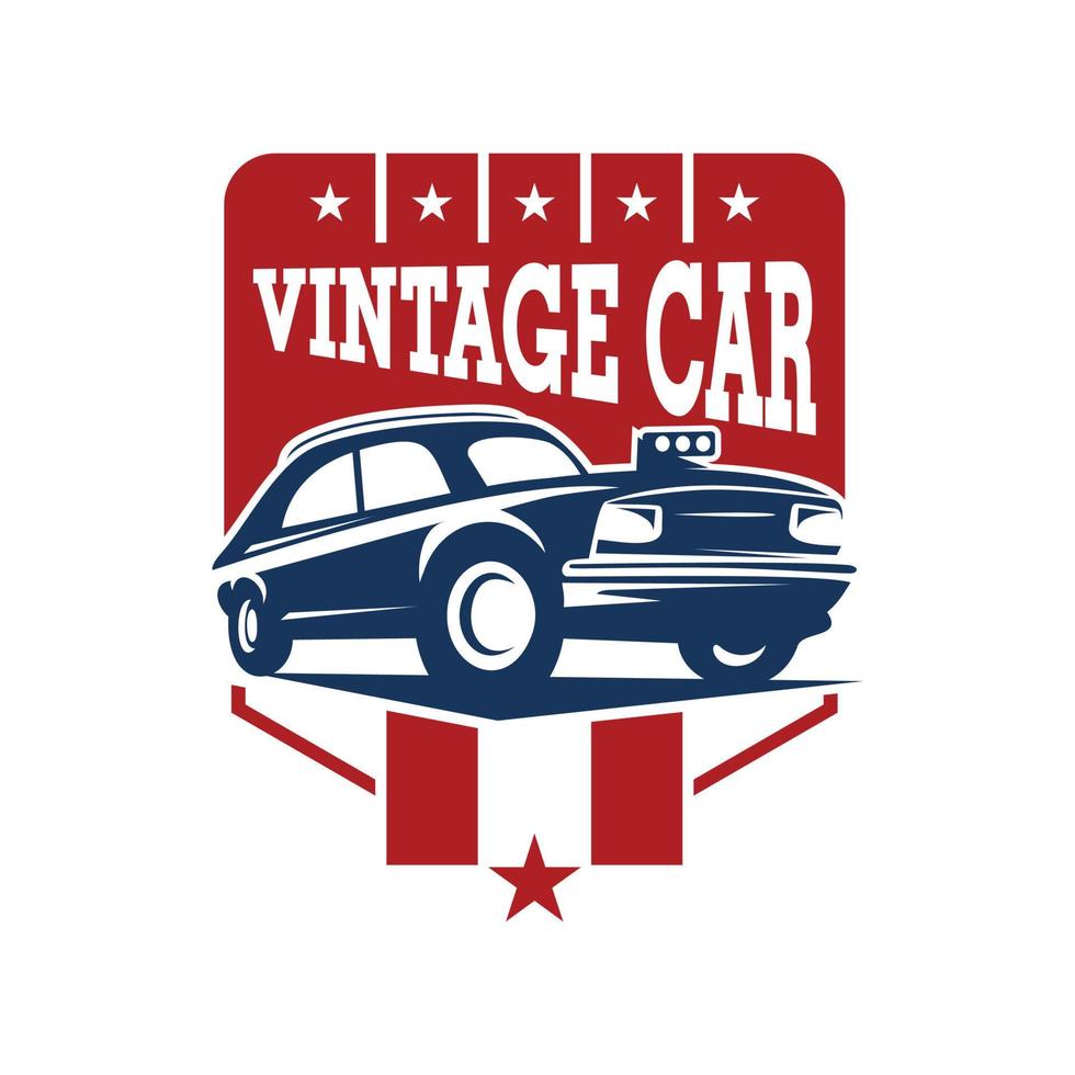 vector de plantilla de diseño de logotipo de coche retro