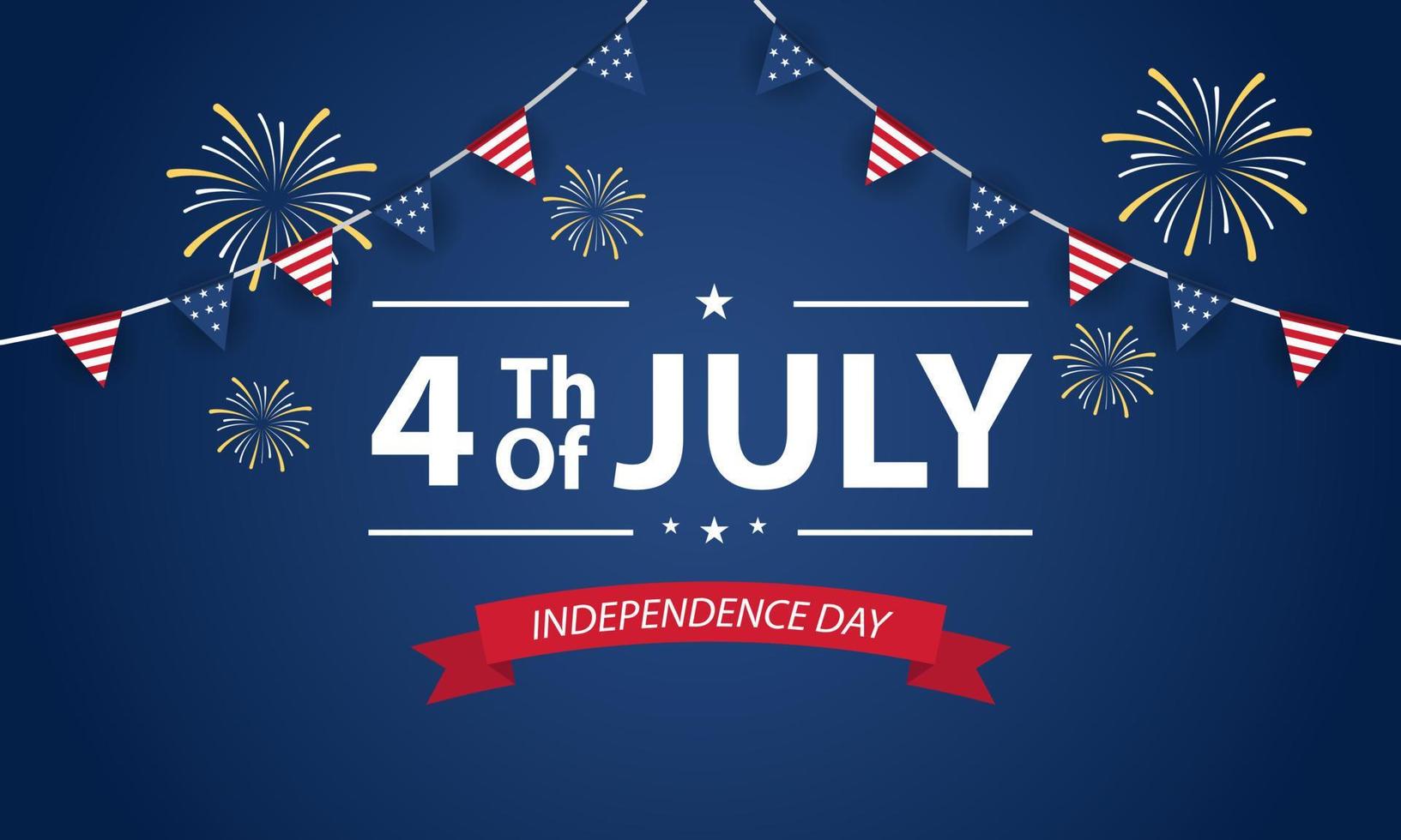 Fourth of July Background Design. Banner, Poster, Greeting Card. Vector Illustration.