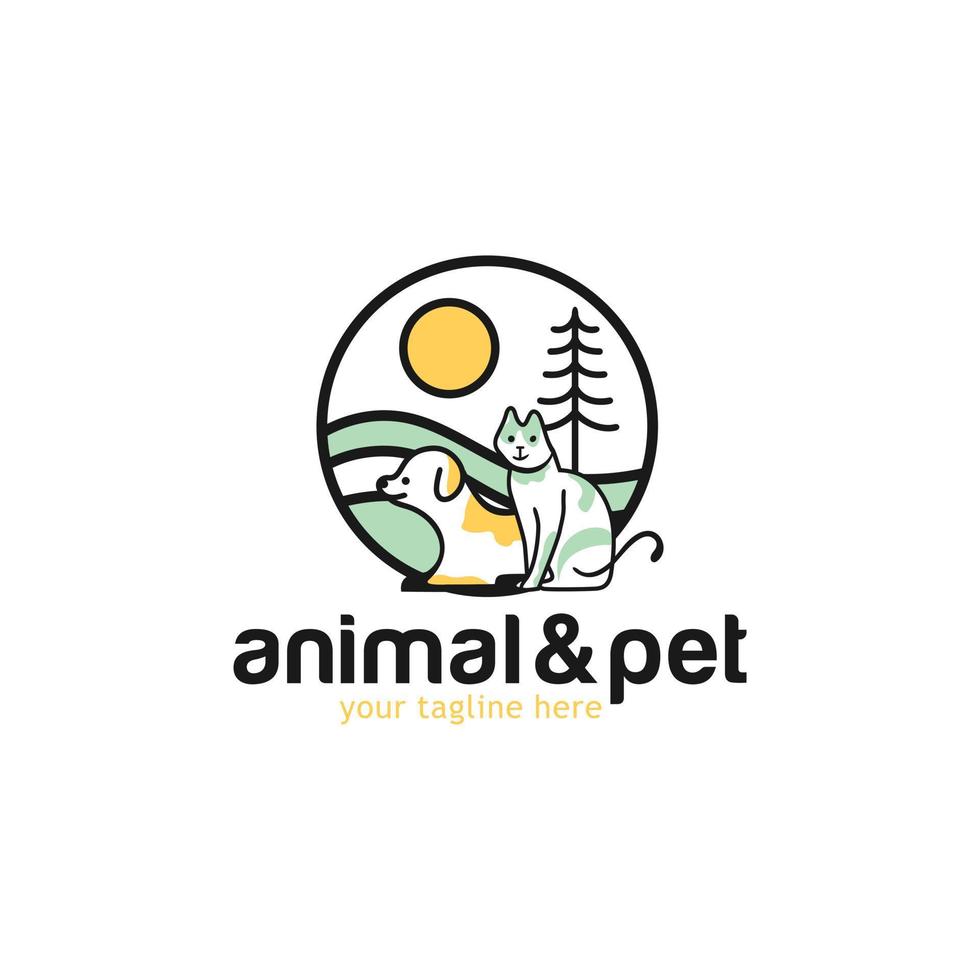 plantilla de diseño de logotipo de gato y perro vector