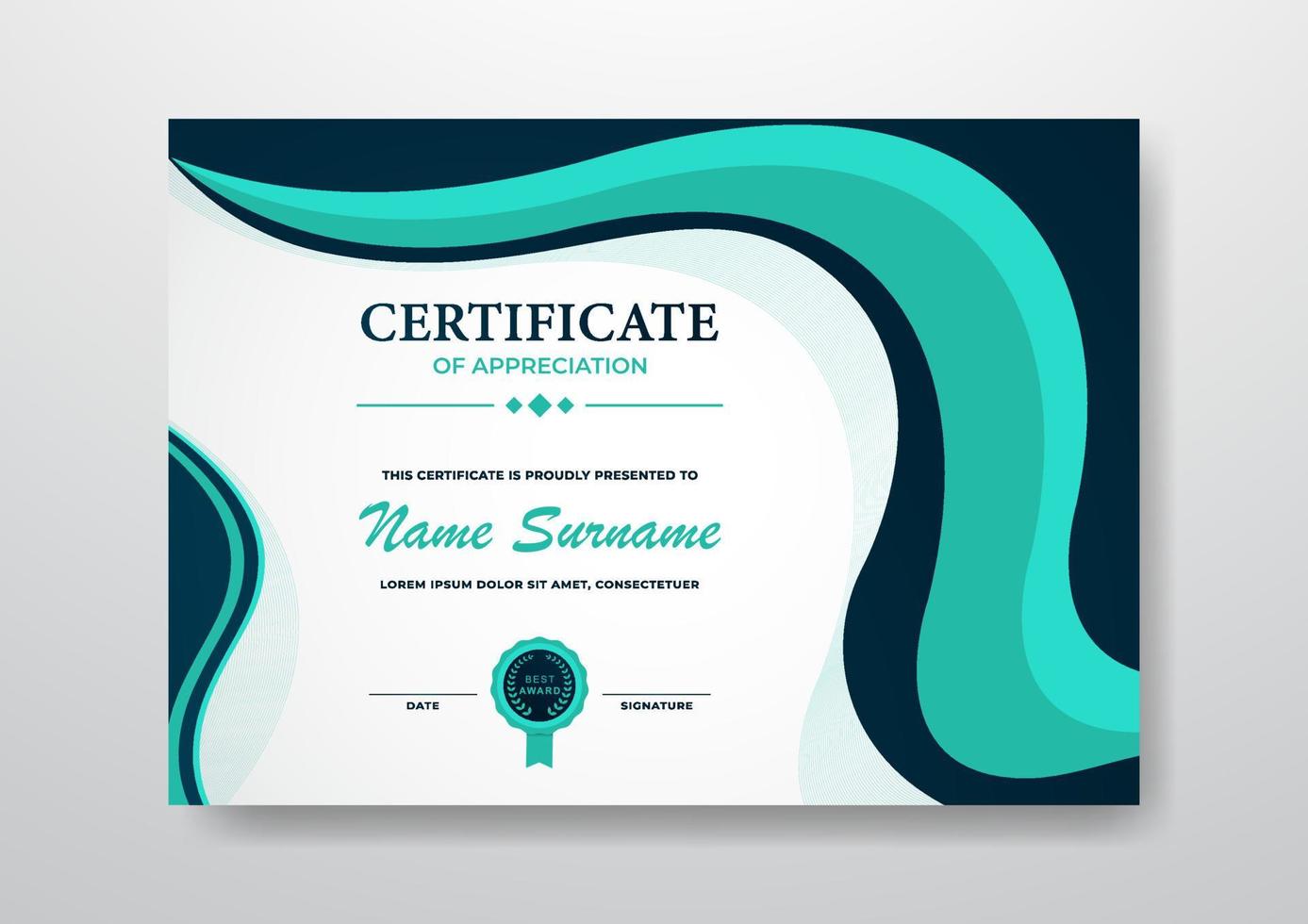 diseño de plantilla de certificado elegante y hermoso para empresas, graduación y organización vector