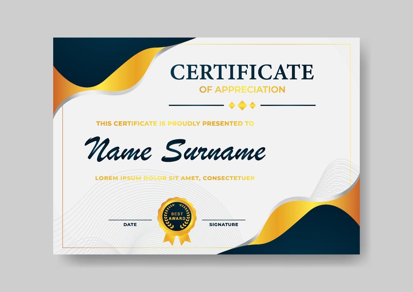 Elegant And Beautiful Certificate Template Design For  Corporate, Graduation, and Organization vector