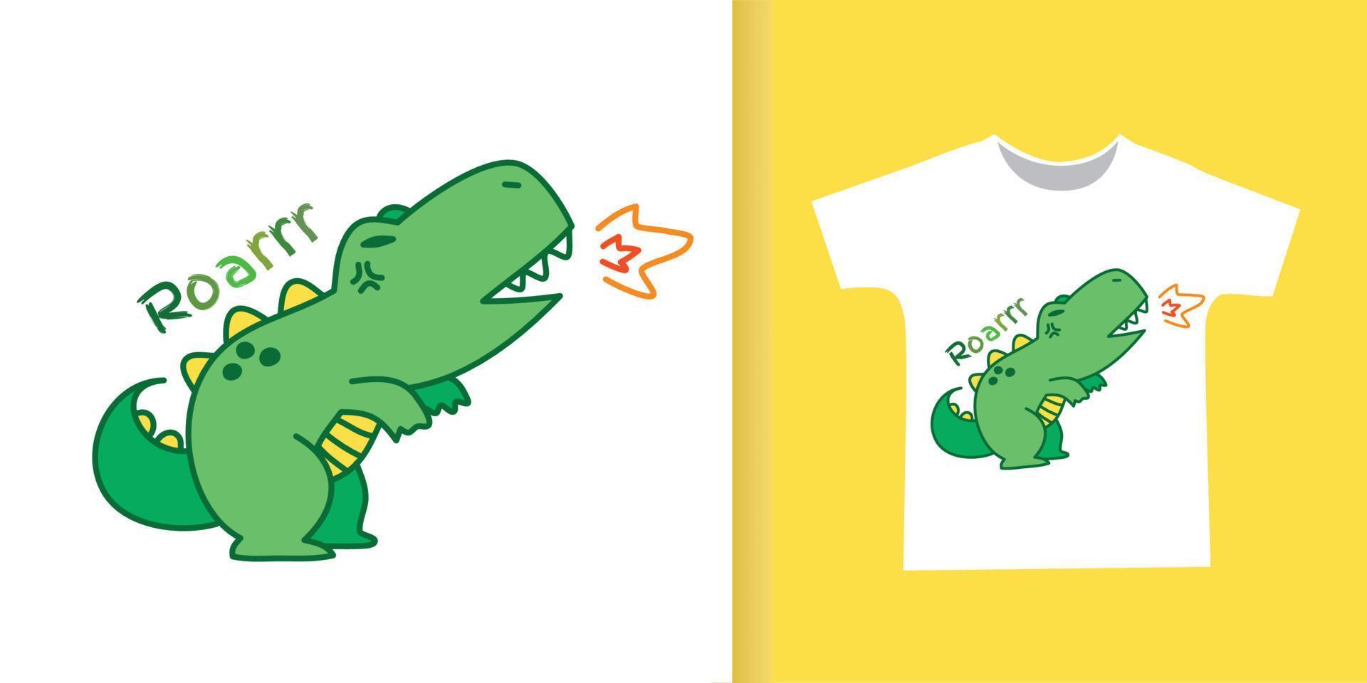 Roarsome dinosaur cartoon tees concept design 16246225 Vector Art