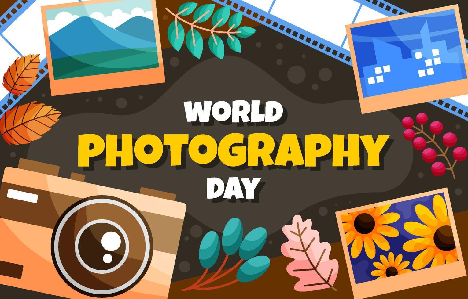 World Photography Day Poster Concept vector